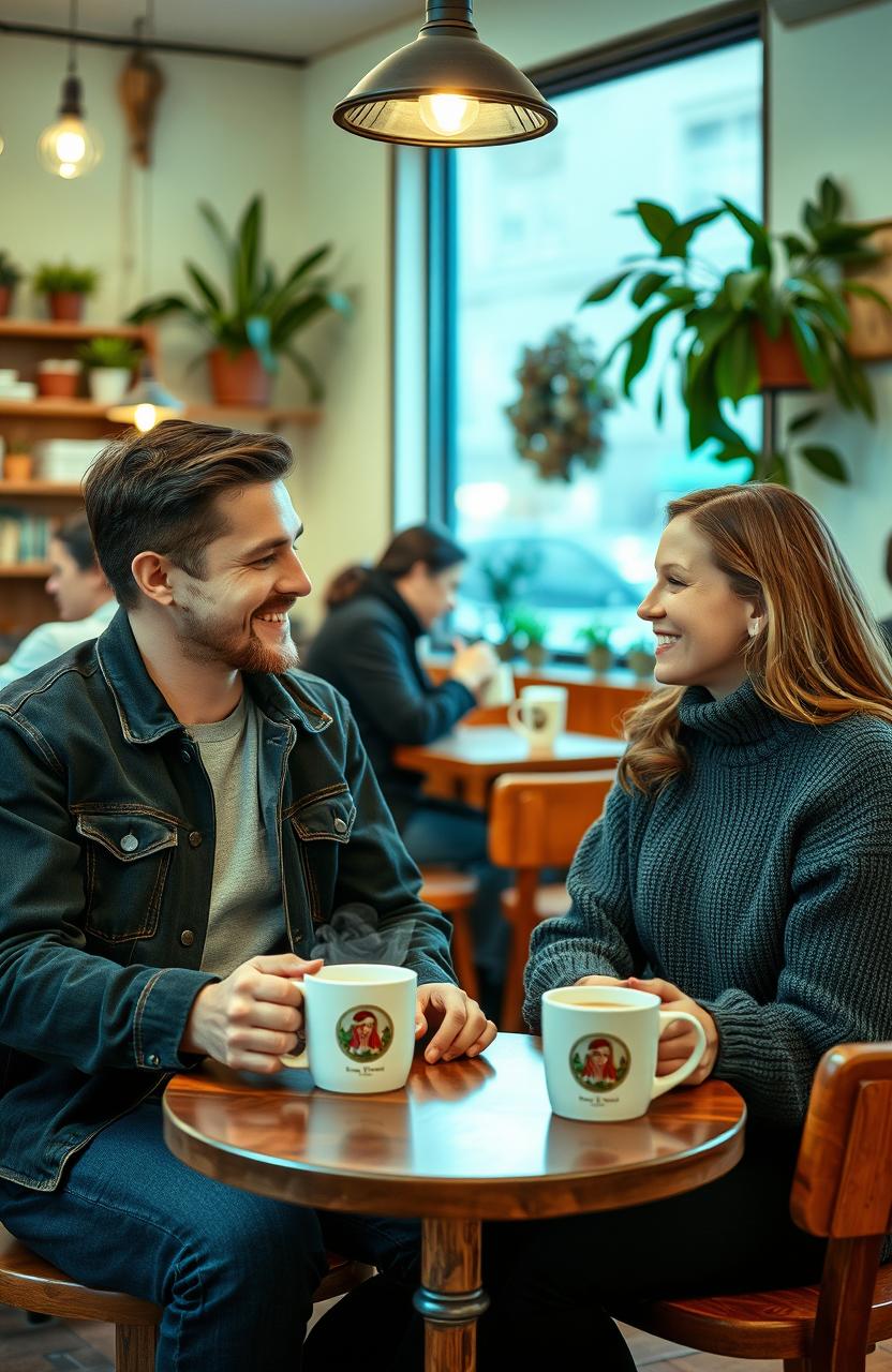 A coffee date — two people across the table, living the moment